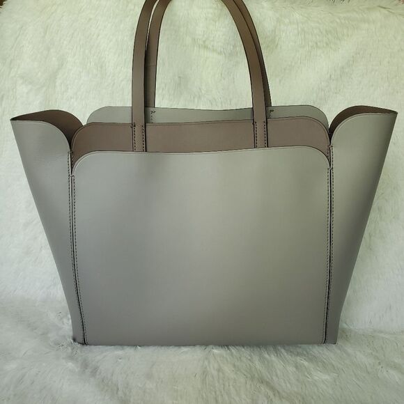 Kate Spade Magnolia Street Double Pocket Taupe Leather Tote Bag - Picture 2 of 7